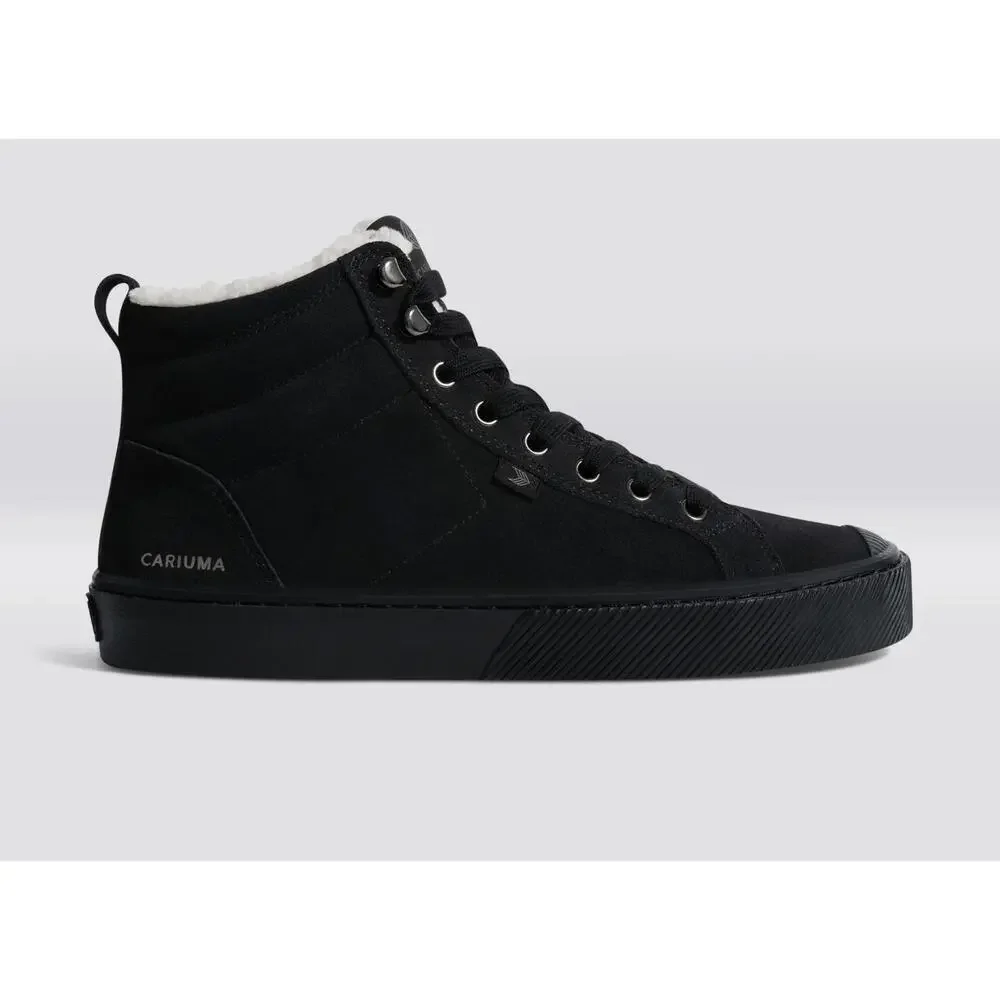 Cariuma OCA Therma Boots Mens US 8.5 Black Suede Shearling Lined High Top GAL744
